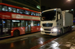 Sewer Robotics truck with pump outside london metro station for concrete removal